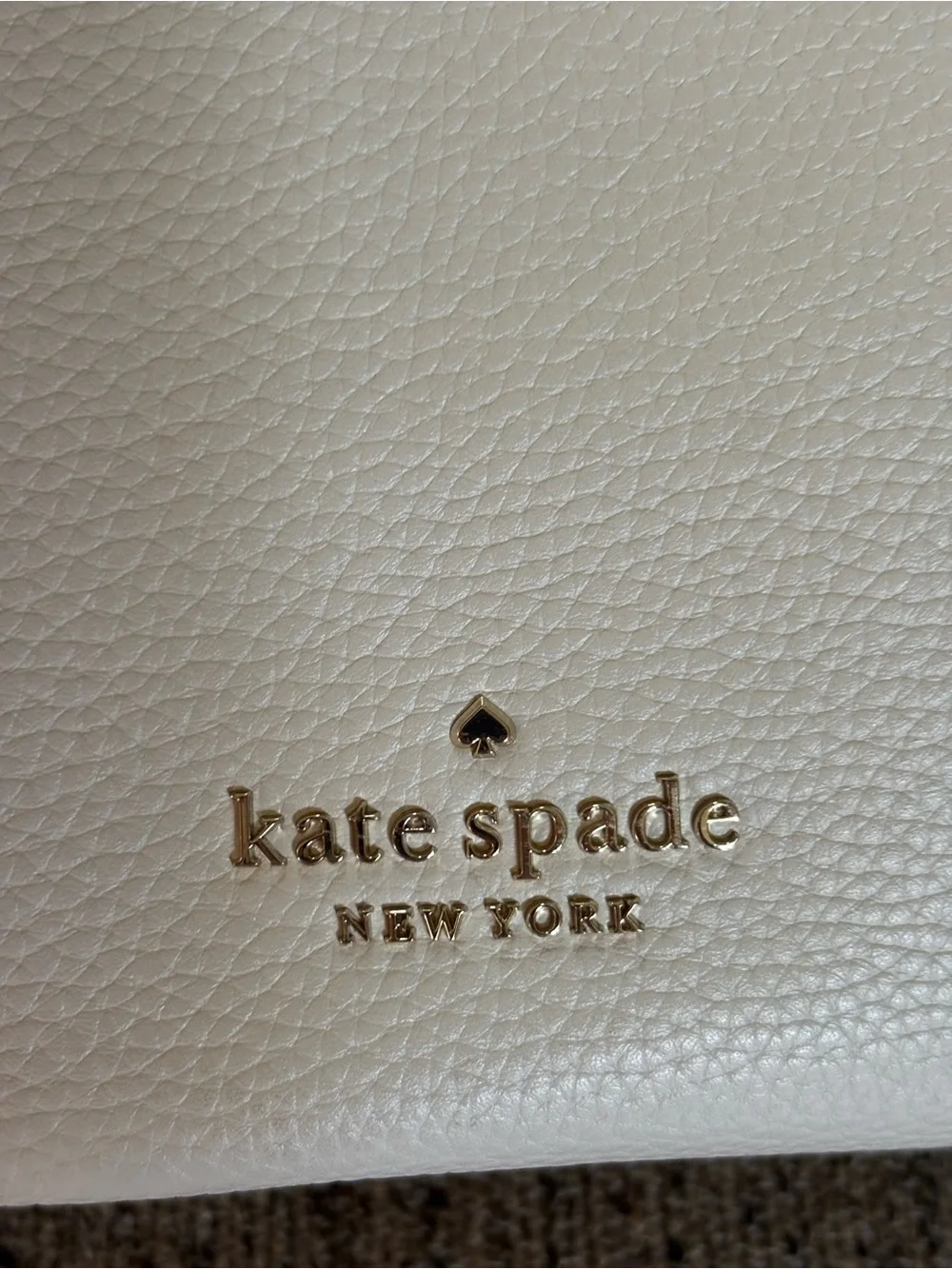 kate spade Cream Pebbled Leather Shoulder Bag with Gold Hardware